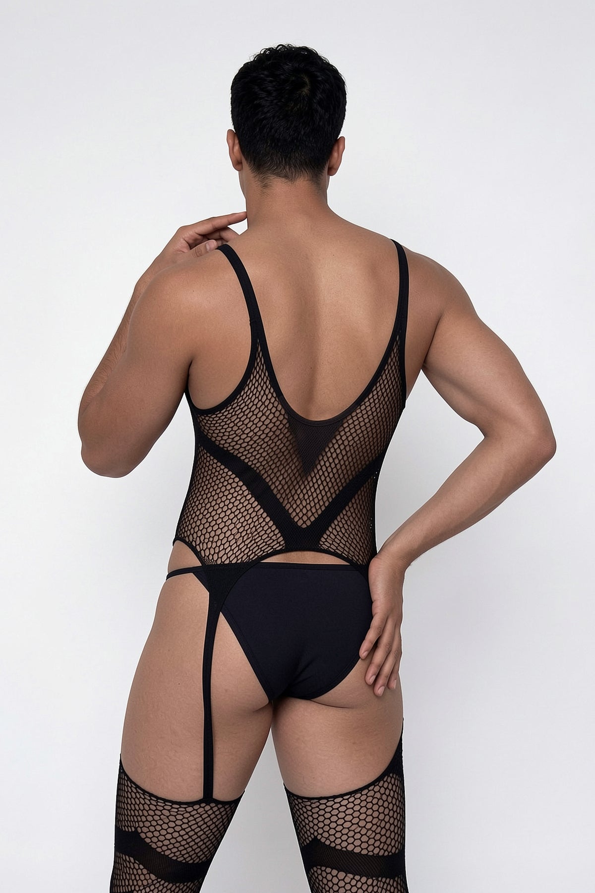 Velvet Haze Fishnet Cutout Jumpsuit