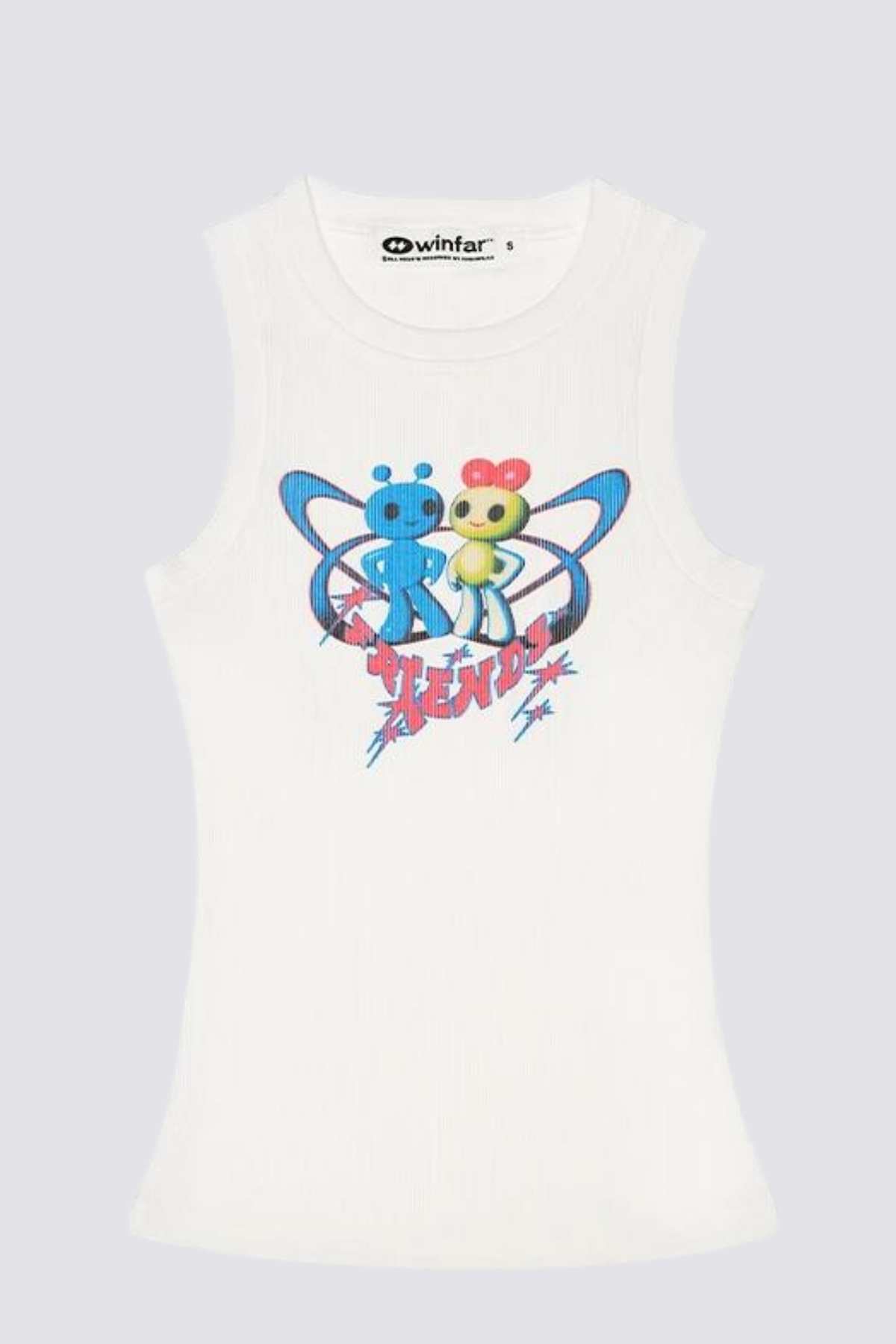 Velvet Line Print Sleeveless Top White