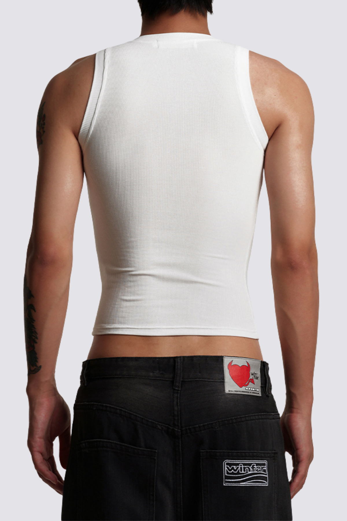 Velvet Line Print Sleeveless Top White