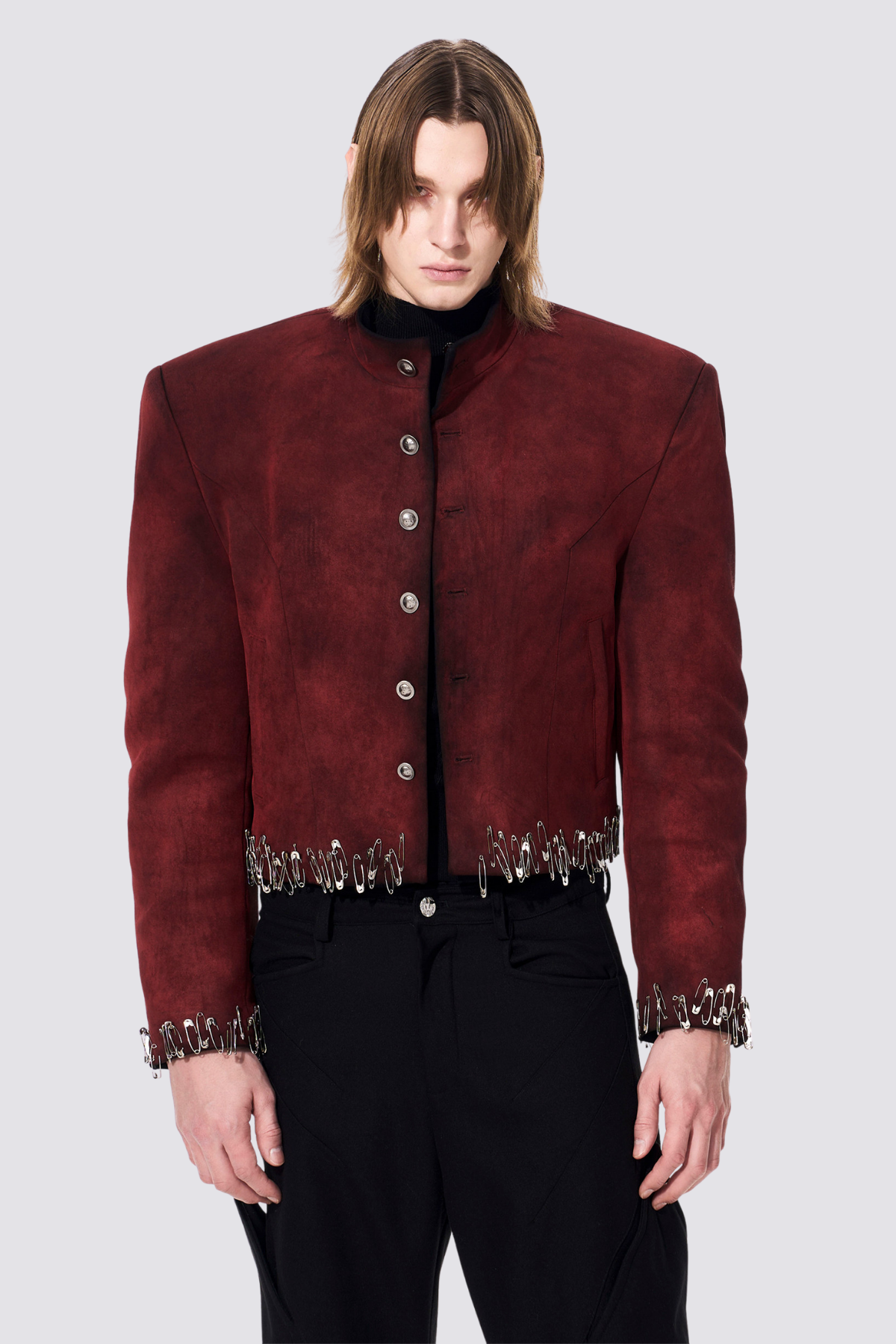 Void Surface Suede Crop Jacket Red