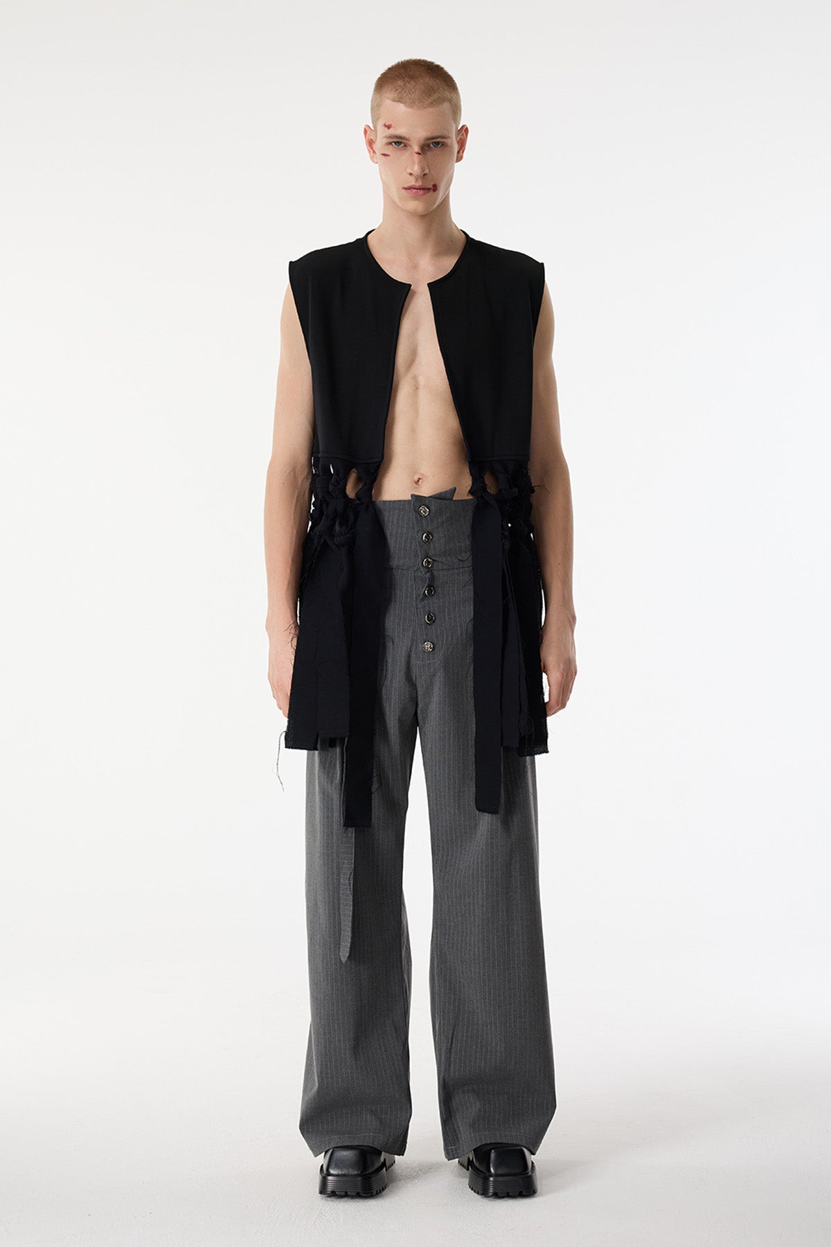 Void Wrap Sleeveless Fringe Top