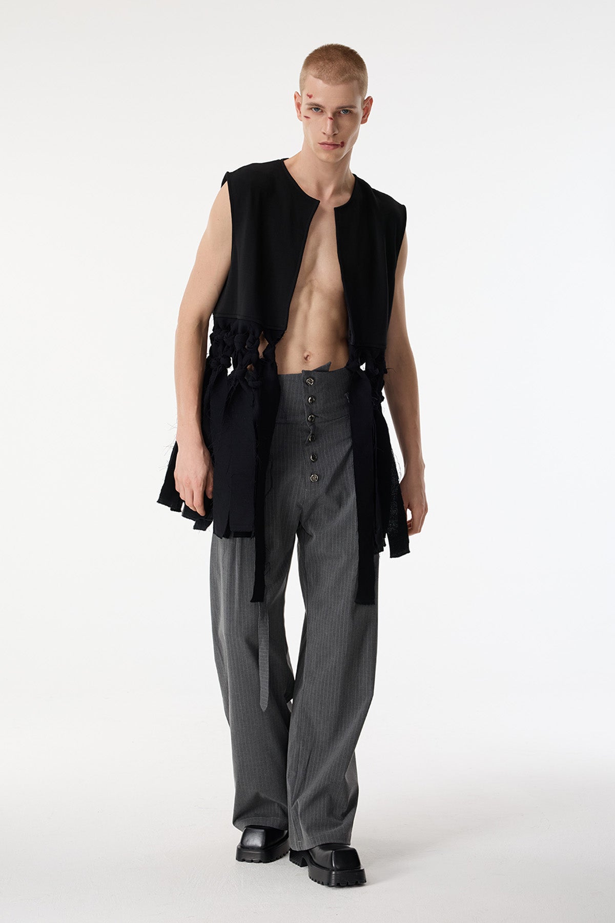 Void Wrap Sleeveless Fringe Top