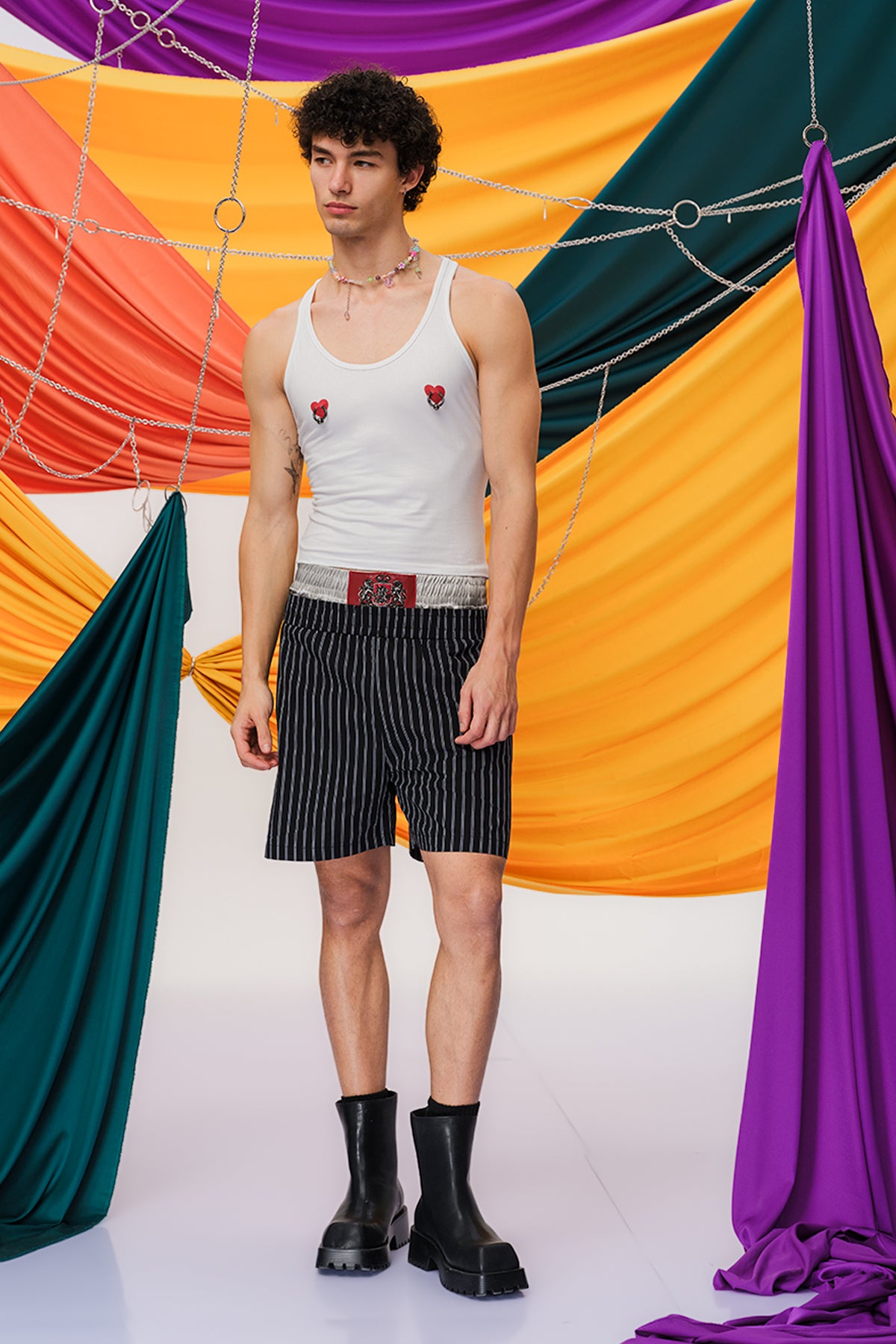 Waist Exposure Print Crop Top