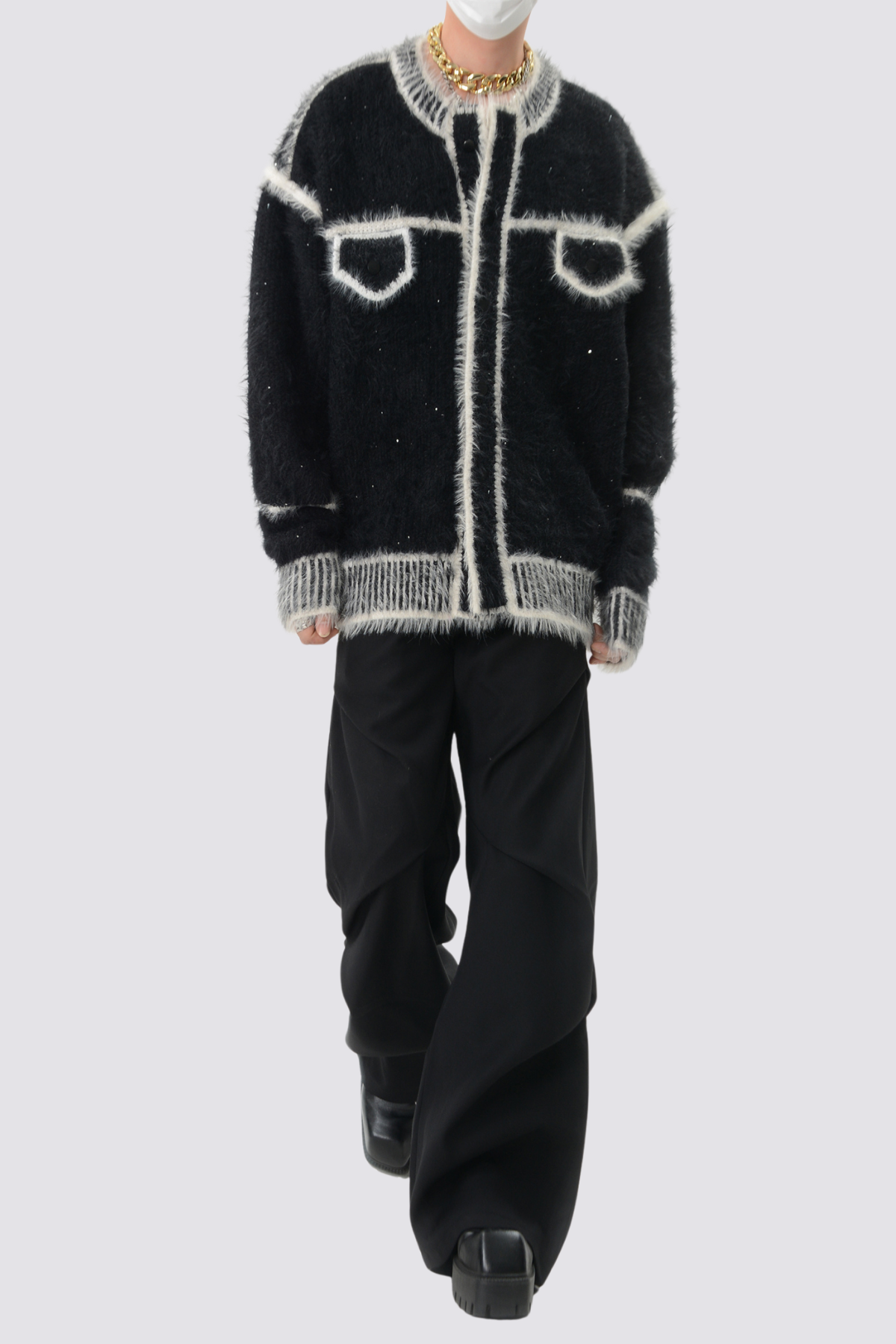 Warm Stitch Knit Long Sleeve Top Black