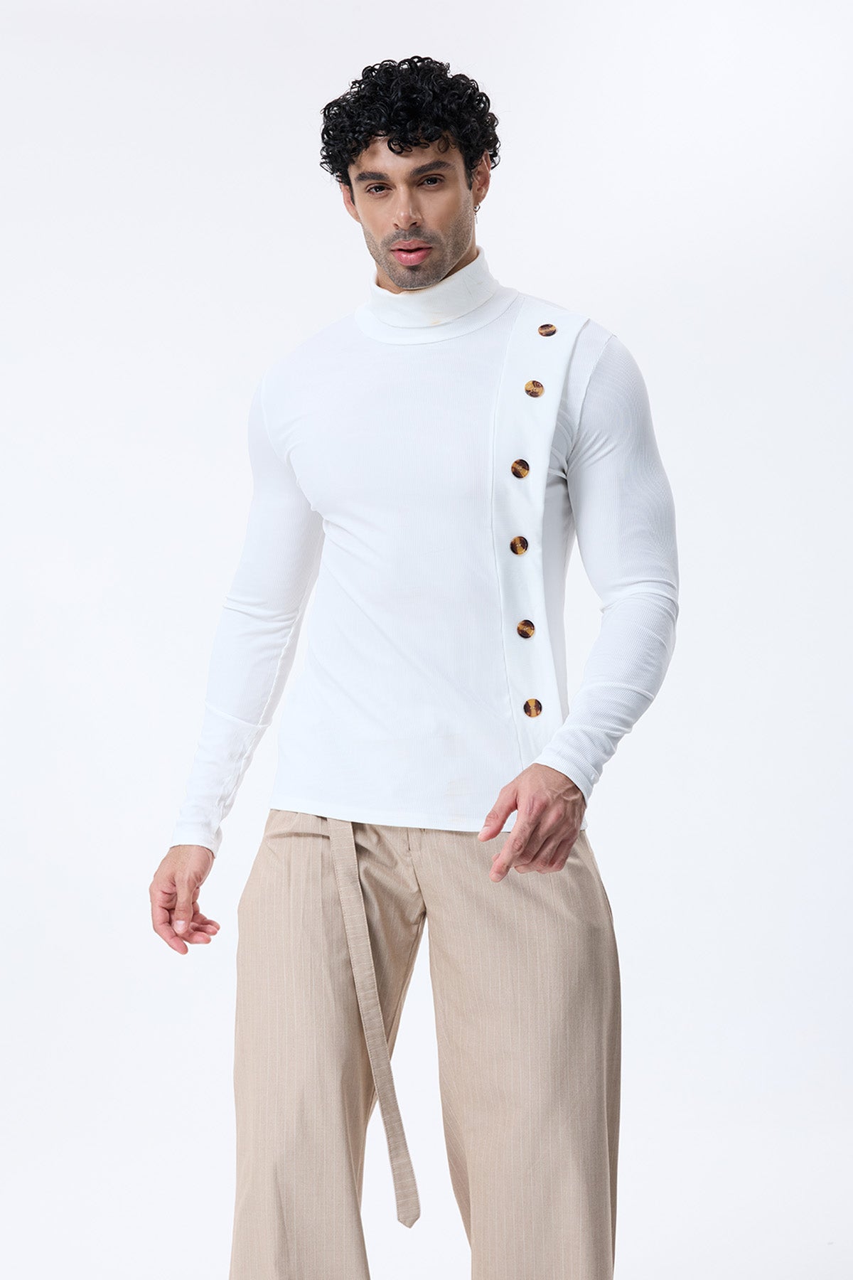 Weave Line Long Sleeve Knit Top