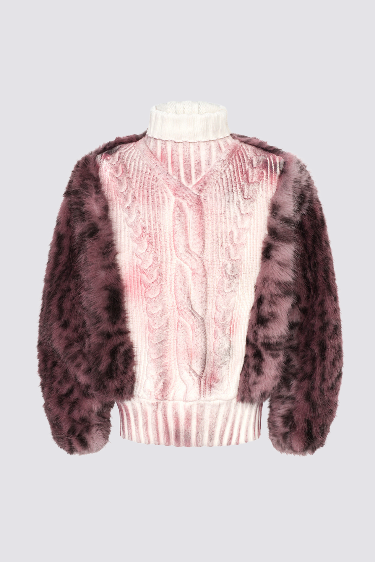 Weave Track Faux Fur Patchwork Knit Top