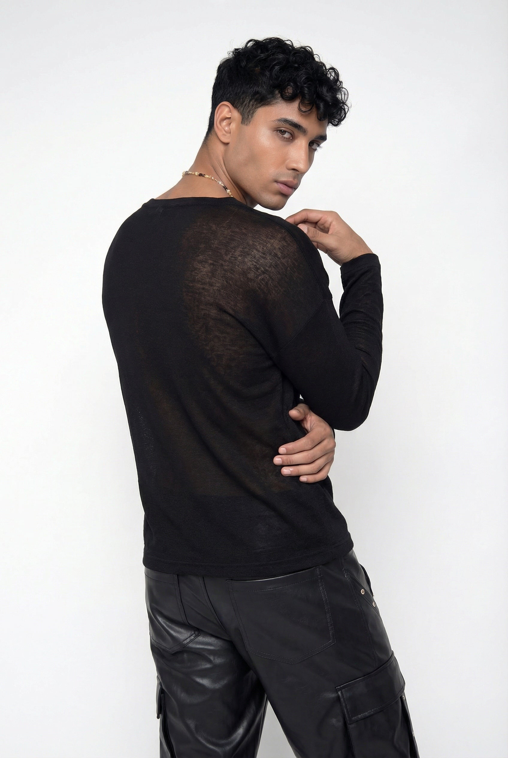 Whisper Veil Long Sleeve Mesh Top