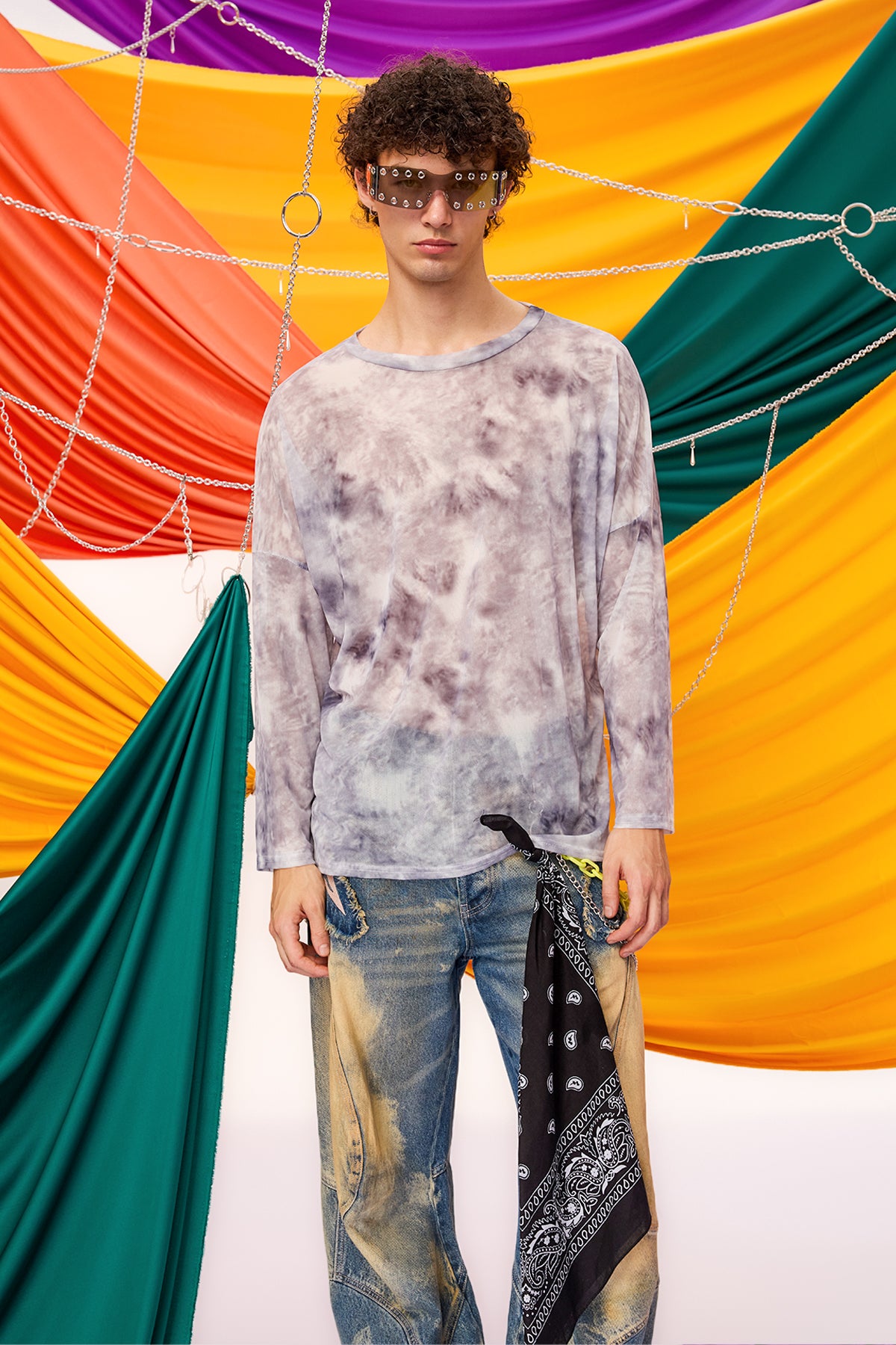 White Mist Mesh Tie Dye Top