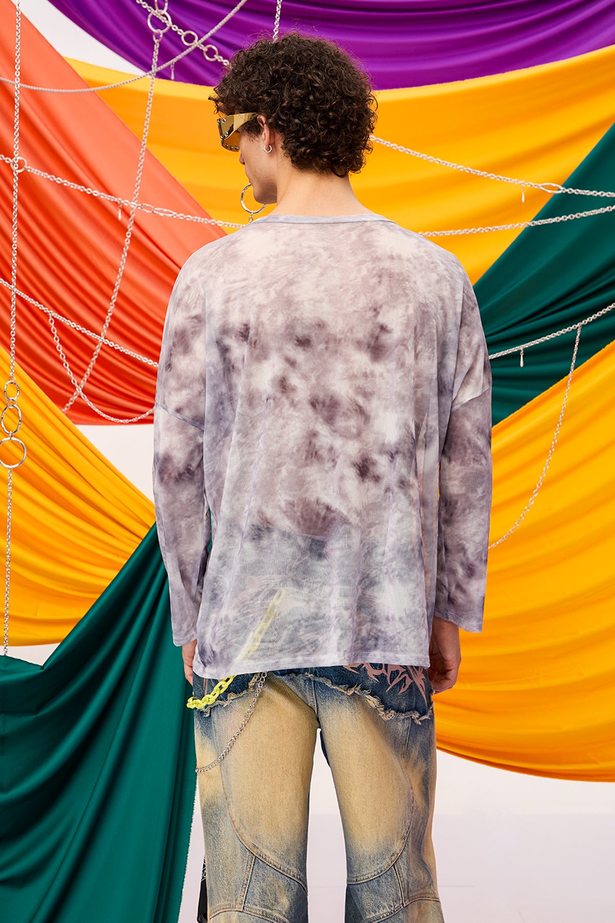 White Mist Mesh Tie Dye Top