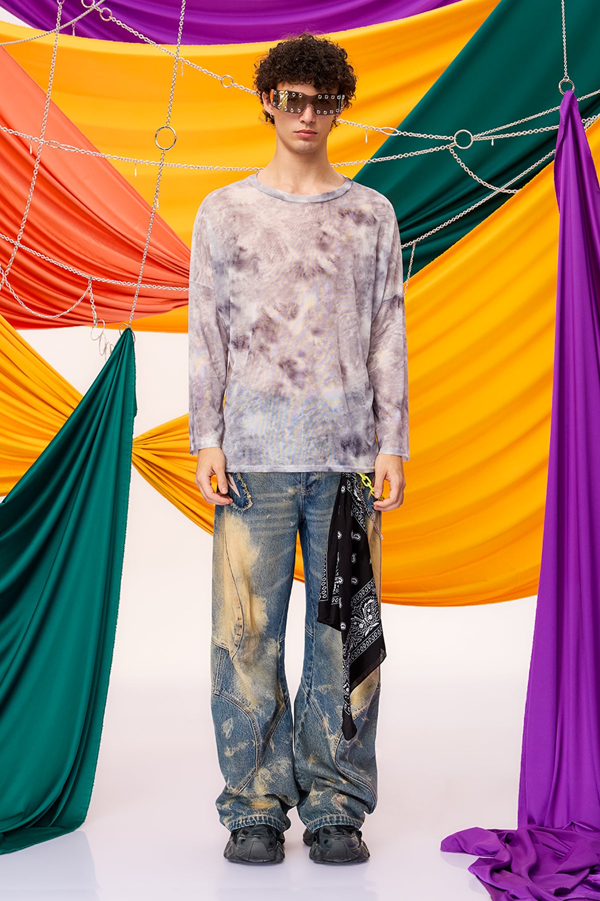 White Mist Mesh Tie Dye Top