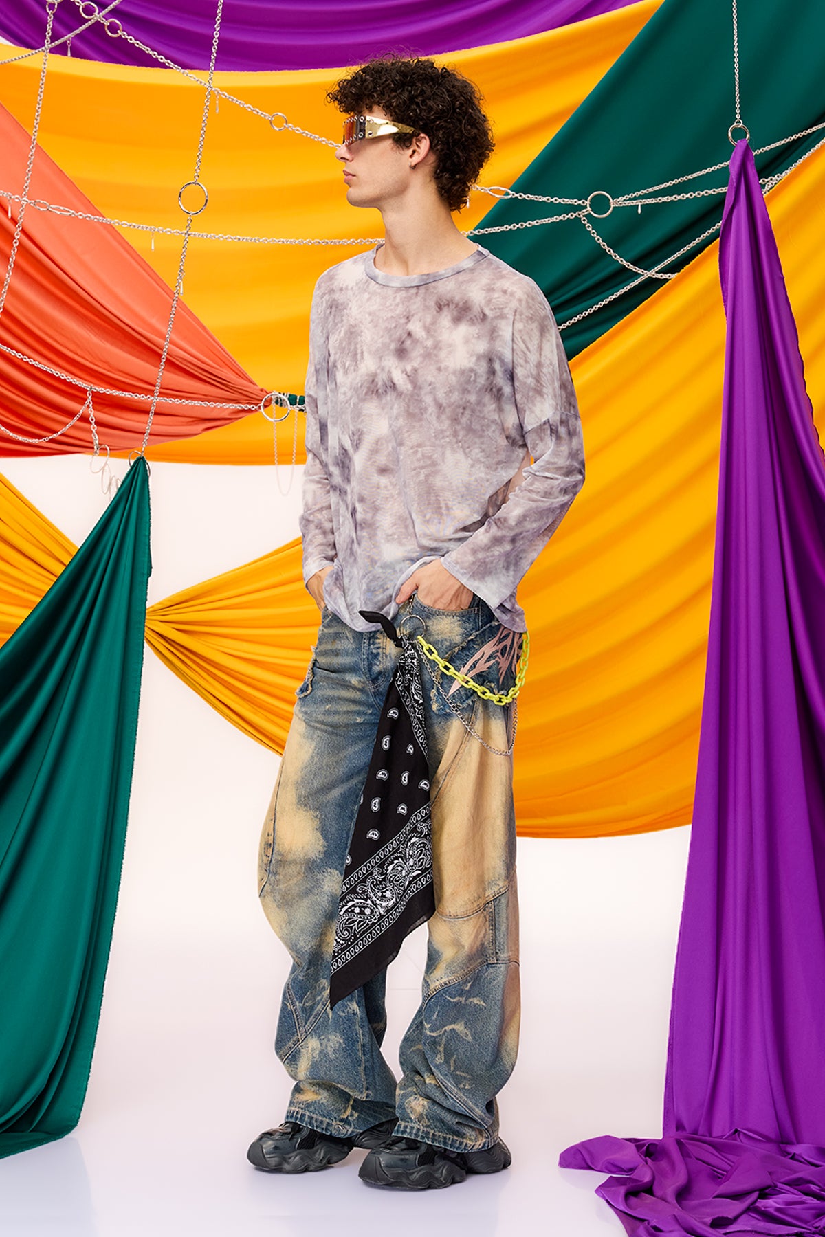White Mist Mesh Tie Dye Top