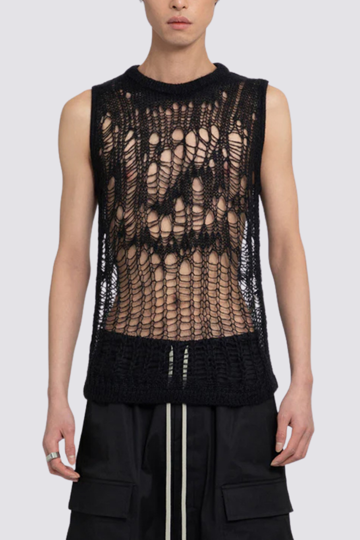 Wool Flow Knit Cutout Sleeveless Top