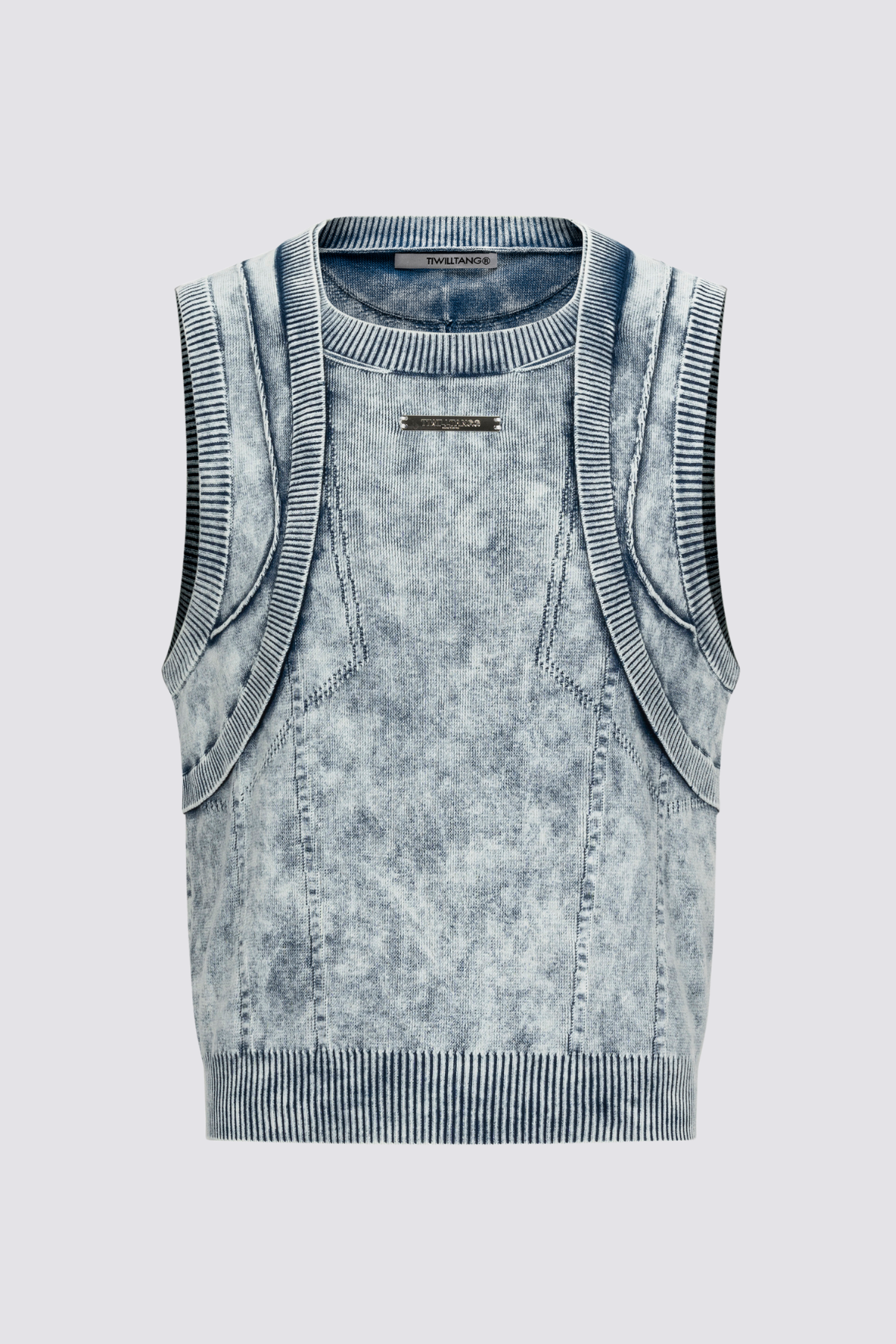 Wool Tone Knit Ribbing Sleeveless Top