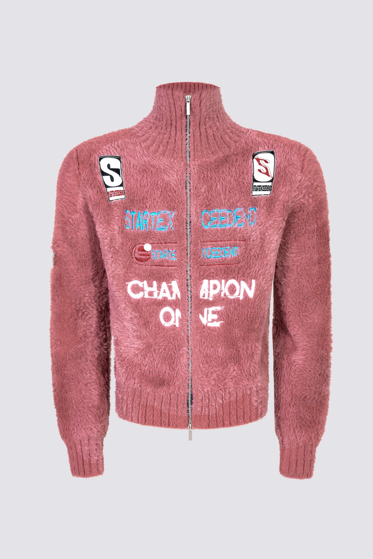 Yarn Blaze Embroidery Knit Jacket Pink