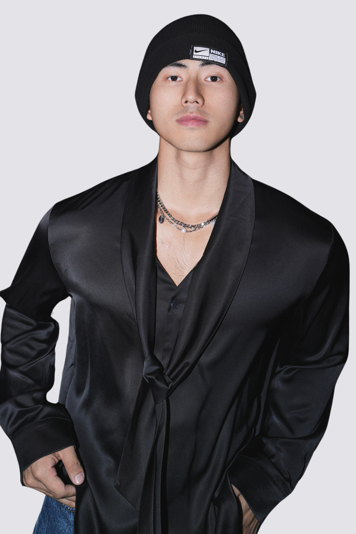 Zero Presence Long Sleeve Silky Shirt Black