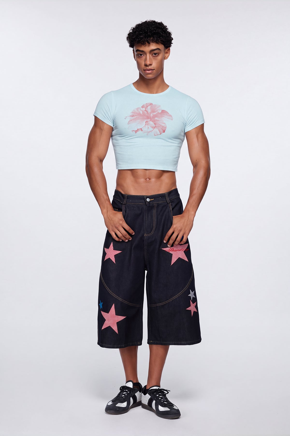 Zero Void Floral Print Crop Top Blue