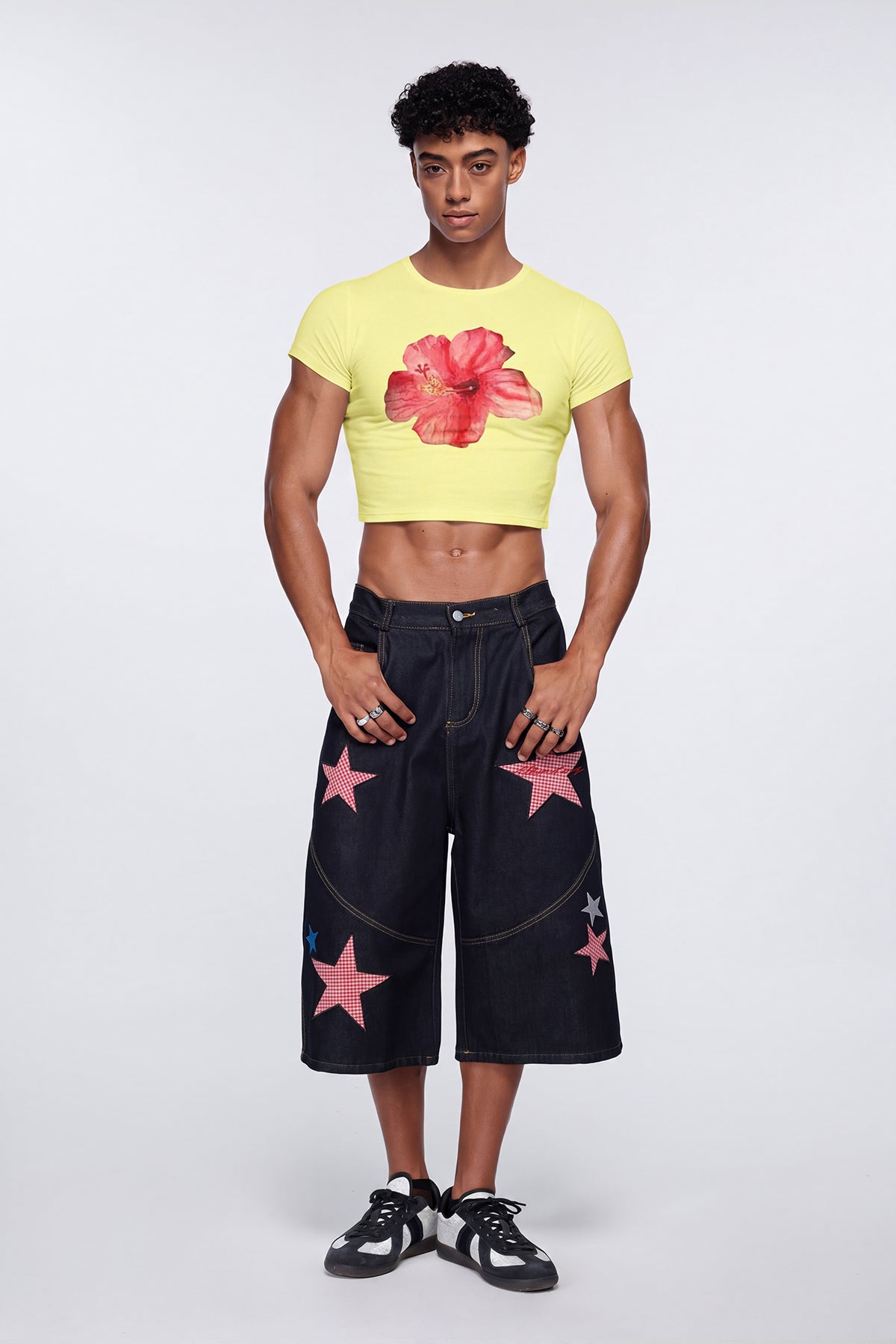 Zero Void Floral Print Crop Top Yellow